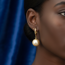 Load image into Gallery viewer, Large Golden South Sea Pearl Earring, Yellow Gold