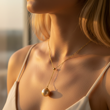 Load image into Gallery viewer, Golden SouthSea Pearl Slider Necklace, 18K Yellow Gold