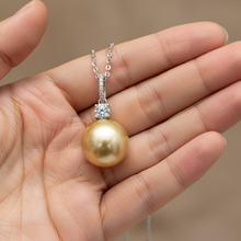 Load image into Gallery viewer, Golden South Sea Pearl & Diamonds Pendant, 18k Gold