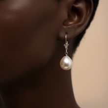Load image into Gallery viewer, Edison Baroque Pearl Antique Hook Earrings, Sterling Silver