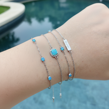 Load image into Gallery viewer, Created Blue Opal Bracelet, Sterling Silver