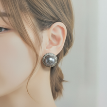 Load image into Gallery viewer, Large Freshwater Pearl Sparkling Earrings, Sterling Silver
