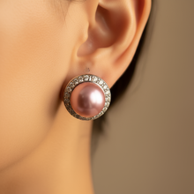 Load image into Gallery viewer, Large Freshwater Pearl Sparkling Earrings, Sterling Silver