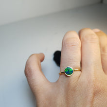Load image into Gallery viewer, Round Created Opal Ring, Sterling Silver