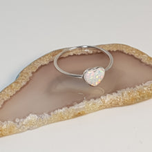 Load image into Gallery viewer, Heart Shape White Created Opal, Sterling Silver