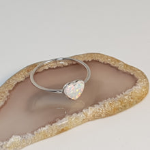 Load image into Gallery viewer, Heart Shape White Created Opal, Sterling Silver