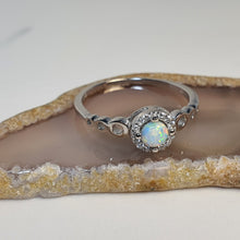 Load image into Gallery viewer, White Created Opal Ring, Sterling Silver