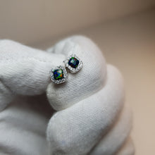 Load image into Gallery viewer, Lab Created Opal Stud Earrings, Sterling Silver