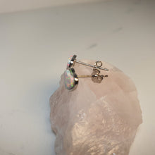 Load image into Gallery viewer, Created Heart Opal Earrings, Sterling Silver