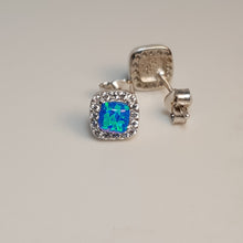 Load image into Gallery viewer, Lab Created Opal Stud Earrings, Sterling Silver