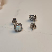 Load image into Gallery viewer, Lab Created Opal Stud Earrings, Sterling Silver