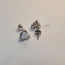 Load image into Gallery viewer, White Created Opal Stud Earrings, Sterling Silver