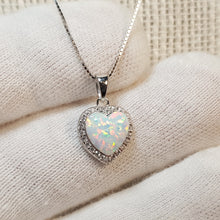 Load image into Gallery viewer, White Created Opal Necklace, Sterling Silver