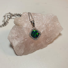 Load image into Gallery viewer, Created Diamond Opal Necklace , Sterling Silver