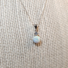 Load image into Gallery viewer, White Created Opal Pendant+ Chain, Sterling Silver