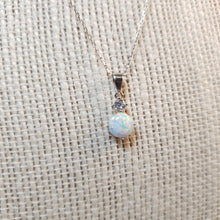 Load image into Gallery viewer, White Created Opal Pendant+ Chain, Sterling Silver