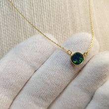 Load image into Gallery viewer, Round Created Opal Necklace, Sterling Silver