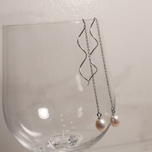 Load image into Gallery viewer, Freshwater Drop Pearl Thread Earrings, Sterling Silver