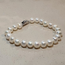 Load image into Gallery viewer, Semi-Round Freshwater Cultured Pearl Bracelet, Sterling Silver