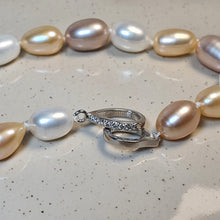 Load image into Gallery viewer, Multi-coloured Freshwater Drop Pearl Bracelet, Sterling Silver