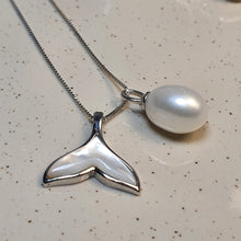 Load image into Gallery viewer, Freshwater Whale Tail & Drop Pearl Set, Sterling Silver