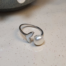 Load image into Gallery viewer, Freshwater Whale Tail & Drop Pearl Set, Sterling Silver