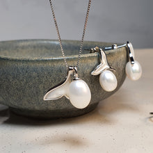 Load image into Gallery viewer, Freshwater Whale Tail & Drop Pearl Set, Sterling Silver