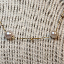 Load image into Gallery viewer, Freshwater Pearl Station Necklace, 18K Yellow Gold