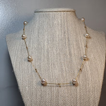 Load image into Gallery viewer, Freshwater Pearl Station Necklace, 18K Yellow Gold