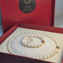 Load image into Gallery viewer, Freshwater cultured Pearl set, 14K Yellow Gold