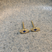 Load image into Gallery viewer, Evil Eye Stud Earrings, Sterling Silver