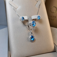 Load image into Gallery viewer, Natural Blue Topaz Gemstone Jewellery Set, Sterling Silver