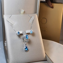 Load image into Gallery viewer, Natural Blue Topaz Gemstone Jewellery Set, Sterling Silver