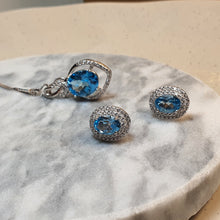 Load image into Gallery viewer, Natural Blue Topaz Gemstone Jewellery Set, Sterling Silver