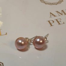 Load image into Gallery viewer, Pink Freshwater Pearl Stud, Sterling silver