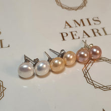 Load image into Gallery viewer, Multi-coloured Freshwater Pearl Stud, Sterling silver
