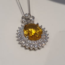 Load image into Gallery viewer, Vintage Style Citrine Gemstone Necklace, Sterling Silver