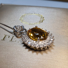 Load image into Gallery viewer, Vintage Style Citrine Gemstone Necklace, Sterling Silver