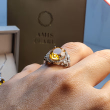 Load image into Gallery viewer, Natural Citrine Gemstone Ring, Sterling Silver