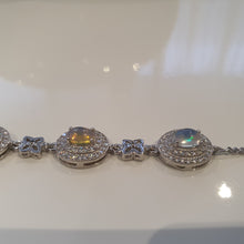 Load image into Gallery viewer, Natural Australians Opal Gemstones Bracelet, Sterling Silver
