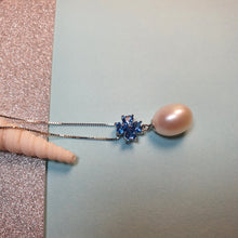 Load image into Gallery viewer, Large Drop Pearl Pendant + Chain, Sterling Silver