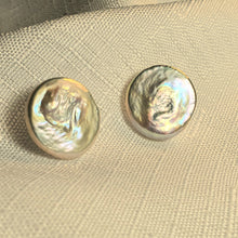 Load image into Gallery viewer, Freshwater Coin Pearl Earrings, Sterling Silver