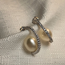 Load image into Gallery viewer, Freshwater Pearl Hook Earrings, Sterling Silver