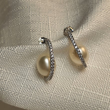 Load image into Gallery viewer, Freshwater Pearl Hook Earrings, Sterling Silver