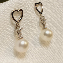 Load image into Gallery viewer, Round Freshwater Pearl Earrings, Sterling Silver