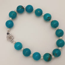 Load image into Gallery viewer, Large Turquoise & Pearl Strand Set, Sterling Silver