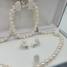 Load image into Gallery viewer, Freshwater Cultured Pearl Set, Sterling Silver Flower Clasp