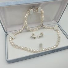 Load image into Gallery viewer, Freshwater Cultured Pearl Set, Sterling Silver Flower Clasp