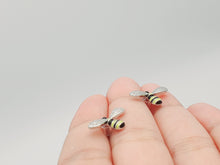 Load image into Gallery viewer, 3D Yellow Bee Stud Earrings, Silver Jewellery, enamel