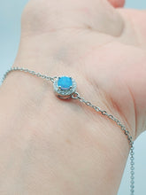 Load image into Gallery viewer, Created Blue Opal Round Bracelet, Sterling Silver